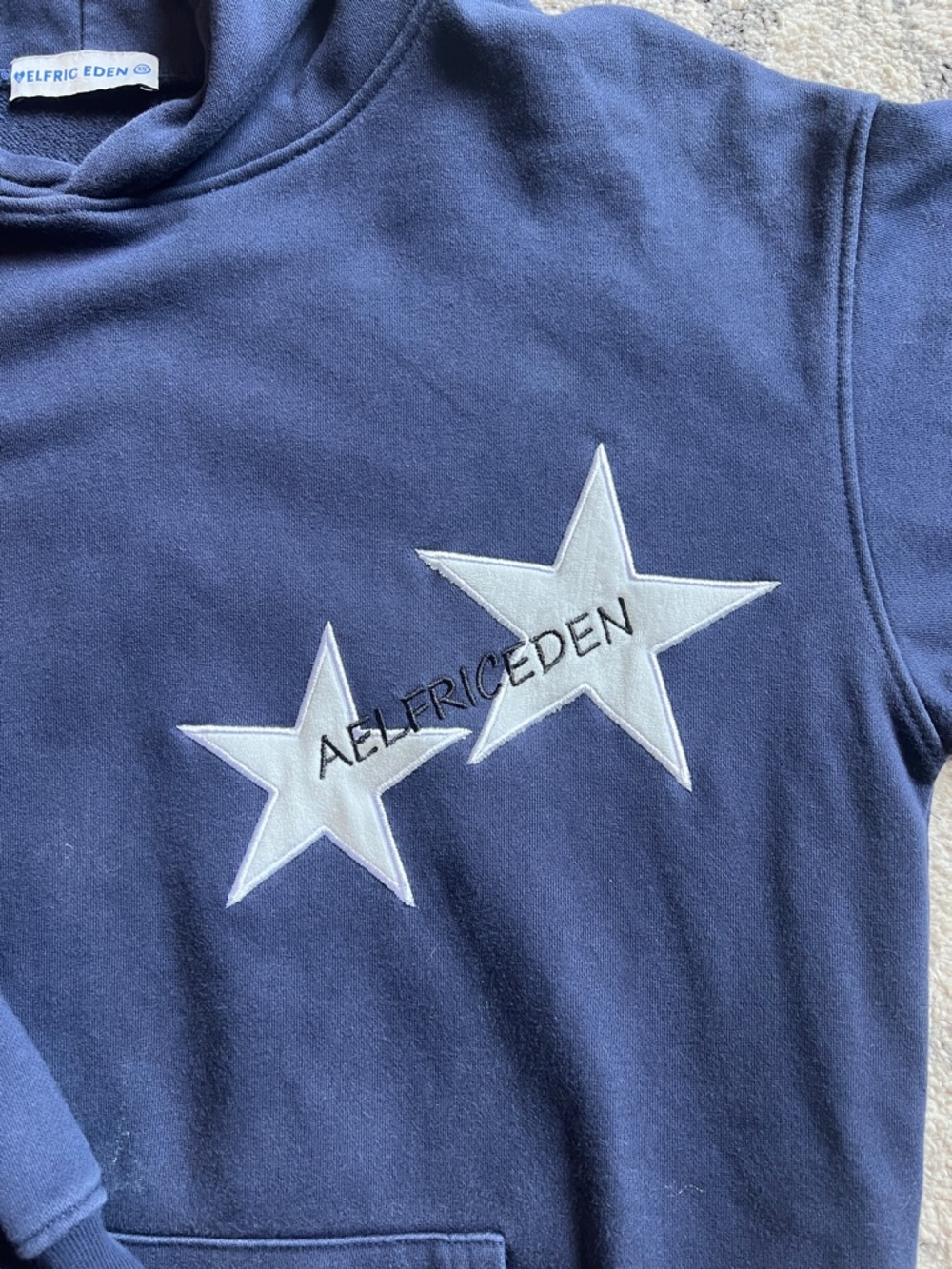 Aelfric Eden Navy Blue Hoodie with White Star Graphic - Picture 2 of 10